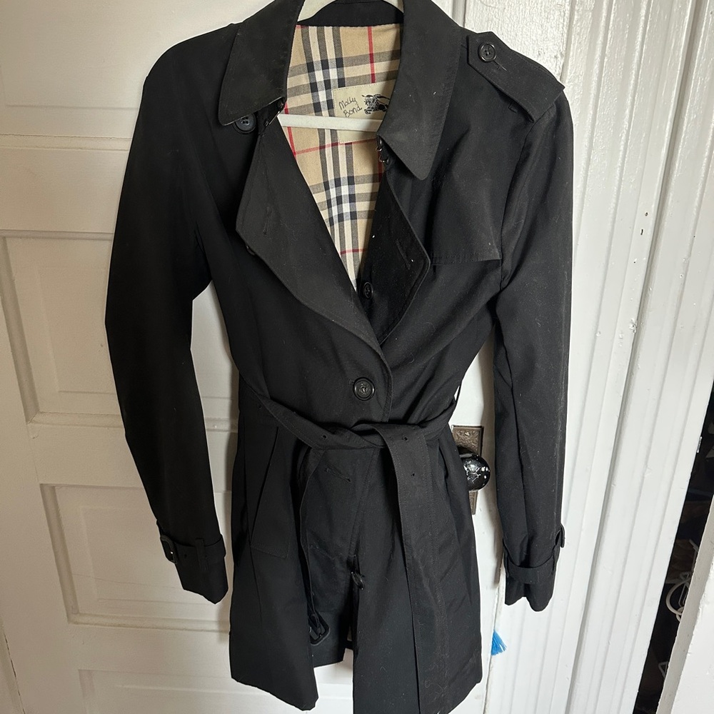 Burberry Black Trench Coat with Check Lining